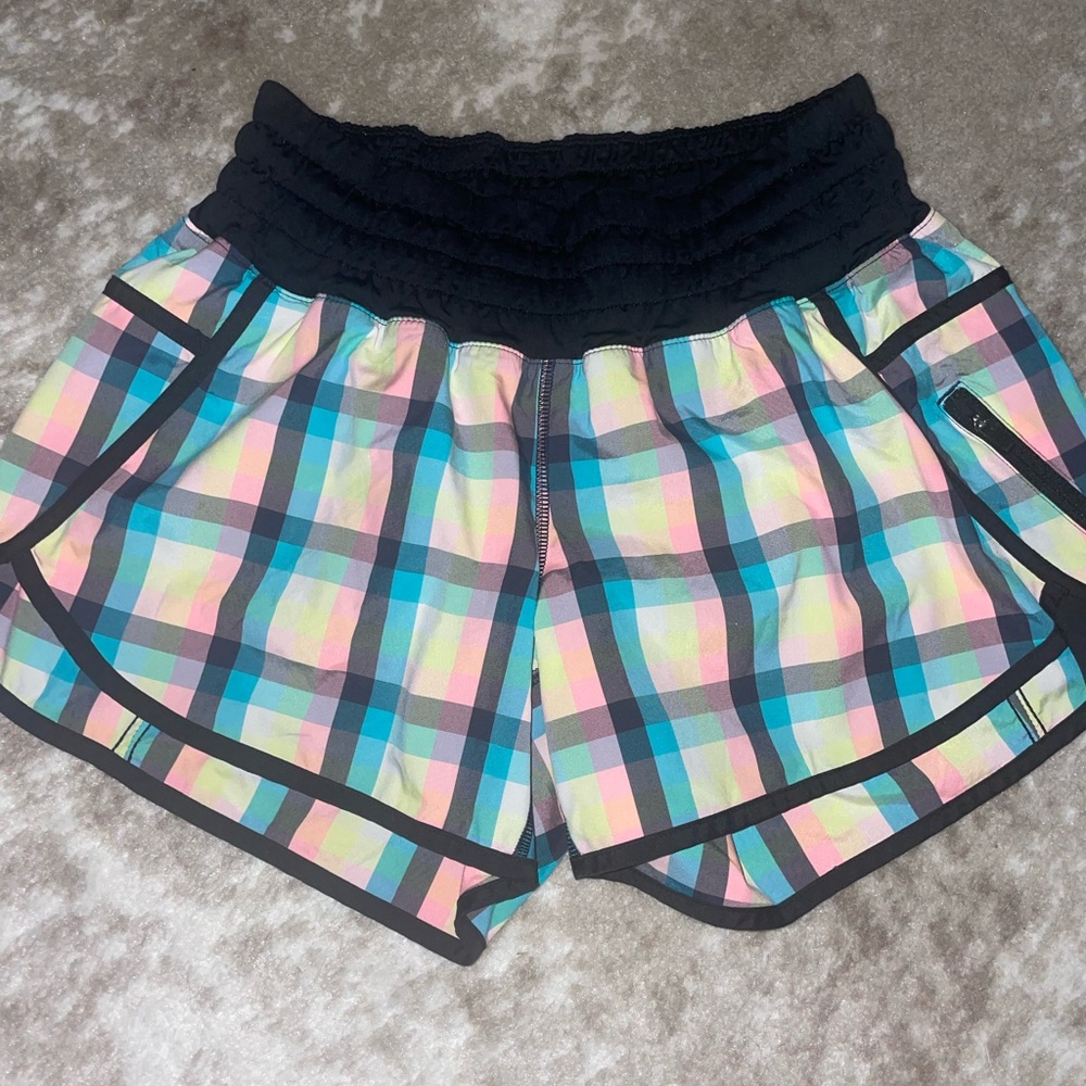 LuLuLemon Multicolored Checkered Running Shorts